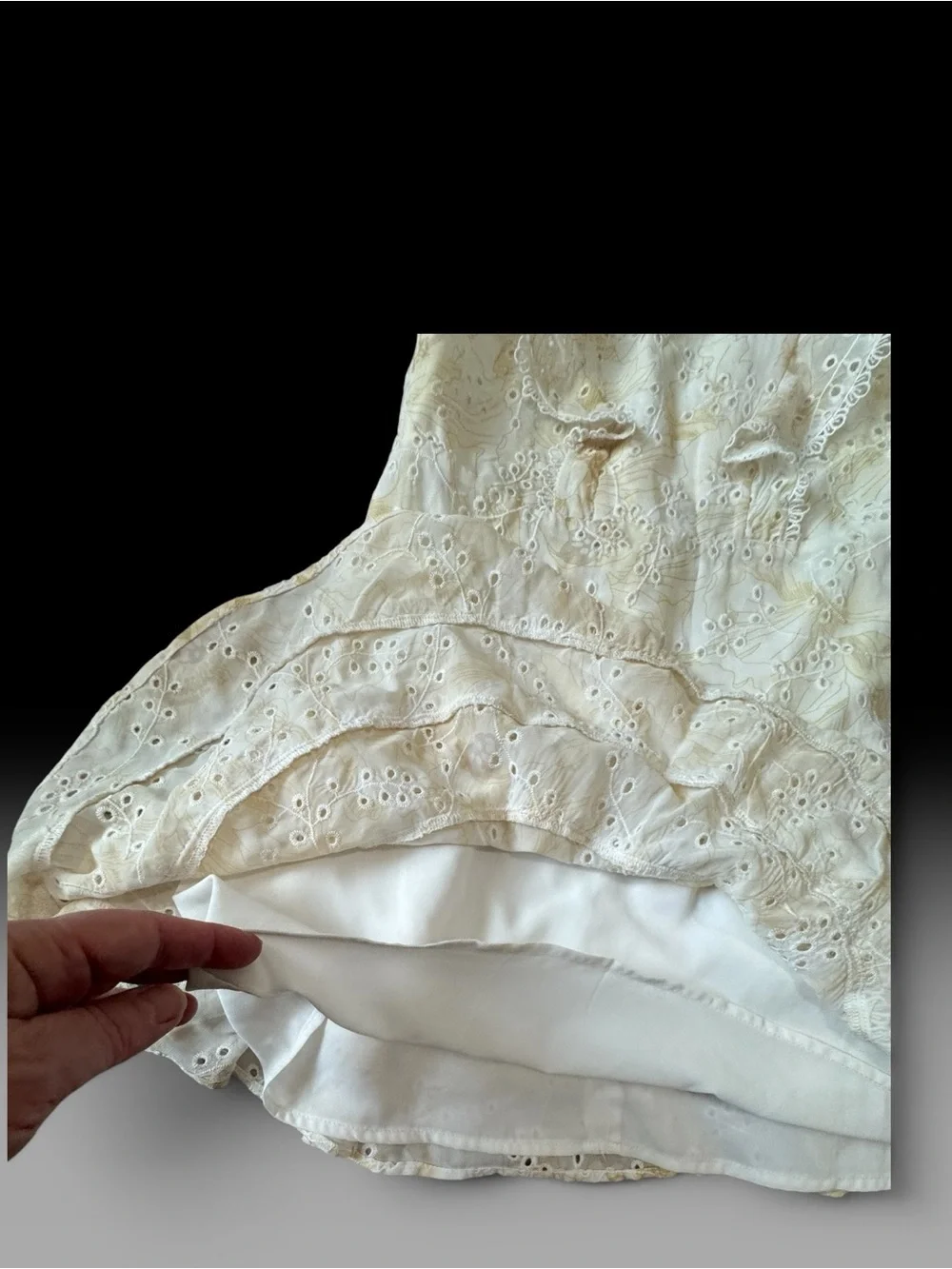 Bardot Junior Australian Designer Cream/Yellow Eyelet Lace Ruffle Dress Coquette